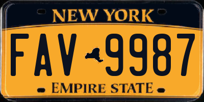 NY license plate FAV9987