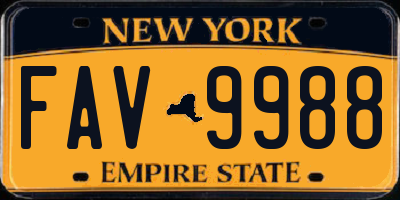 NY license plate FAV9988