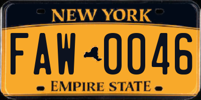 NY license plate FAW0046