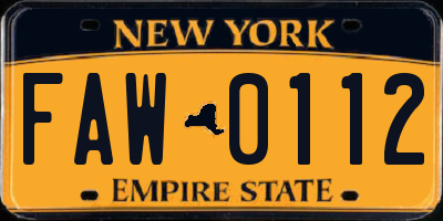 NY license plate FAW0112