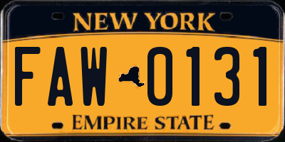 NY license plate FAW0131