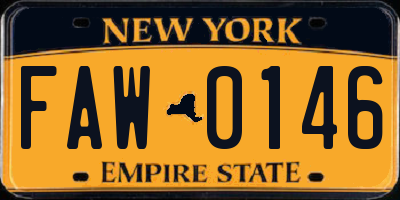 NY license plate FAW0146
