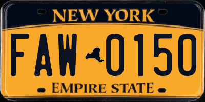 NY license plate FAW0150