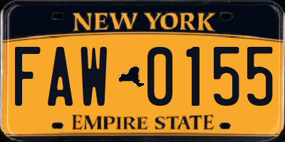 NY license plate FAW0155