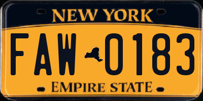 NY license plate FAW0183