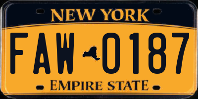 NY license plate FAW0187