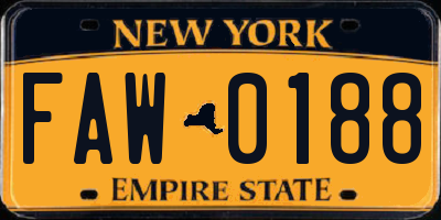 NY license plate FAW0188