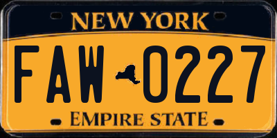 NY license plate FAW0227
