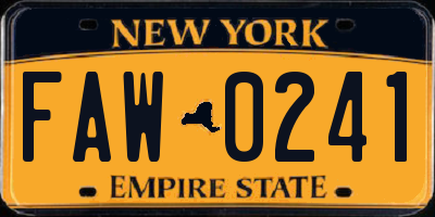 NY license plate FAW0241