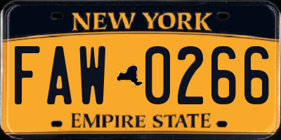 NY license plate FAW0266