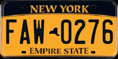 NY license plate FAW0276