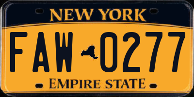 NY license plate FAW0277