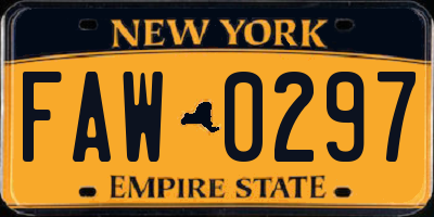 NY license plate FAW0297