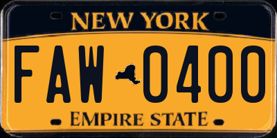 NY license plate FAW0400