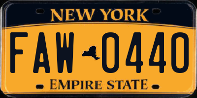 NY license plate FAW0440