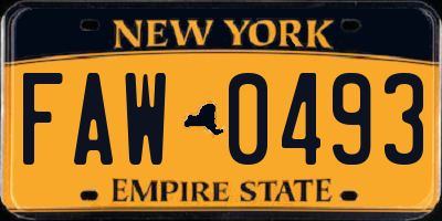NY license plate FAW0493