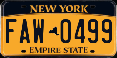 NY license plate FAW0499