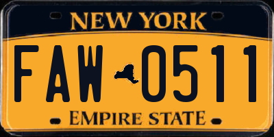 NY license plate FAW0511