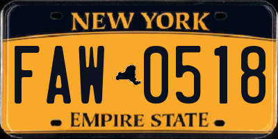 NY license plate FAW0518