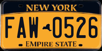 NY license plate FAW0526