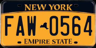NY license plate FAW0564