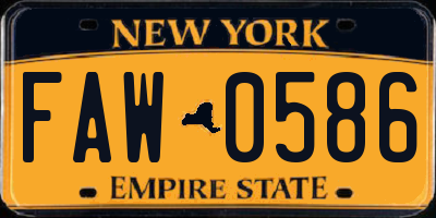 NY license plate FAW0586