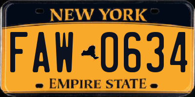 NY license plate FAW0634