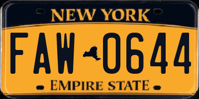NY license plate FAW0644