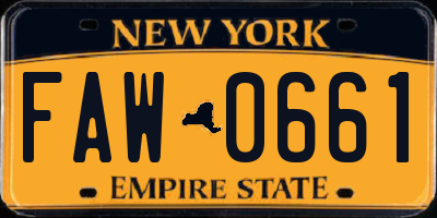 NY license plate FAW0661