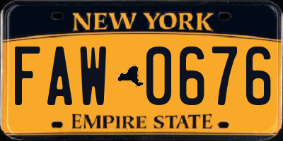 NY license plate FAW0676