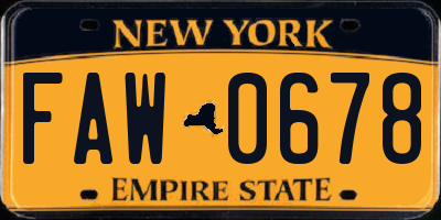 NY license plate FAW0678