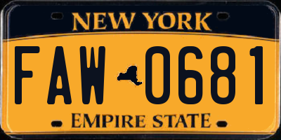 NY license plate FAW0681
