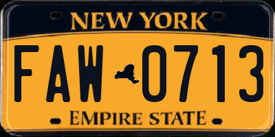 NY license plate FAW0713