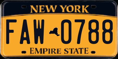 NY license plate FAW0788