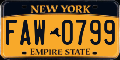 NY license plate FAW0799