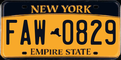 NY license plate FAW0829