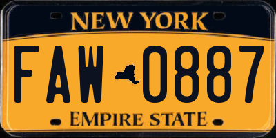 NY license plate FAW0887