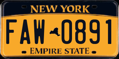 NY license plate FAW0891