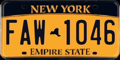 NY license plate FAW1046