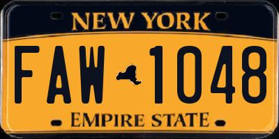 NY license plate FAW1048