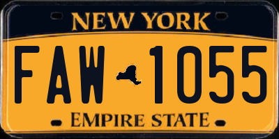 NY license plate FAW1055
