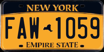 NY license plate FAW1059