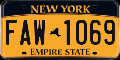 NY license plate FAW1069