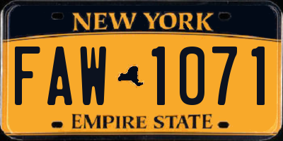 NY license plate FAW1071
