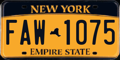 NY license plate FAW1075