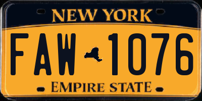 NY license plate FAW1076
