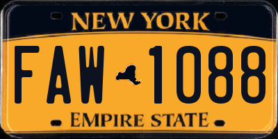 NY license plate FAW1088