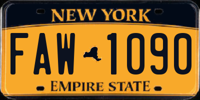 NY license plate FAW1090