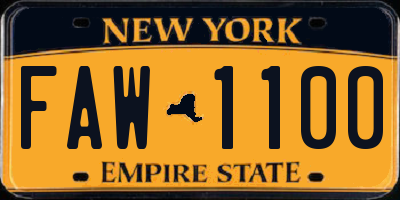 NY license plate FAW1100