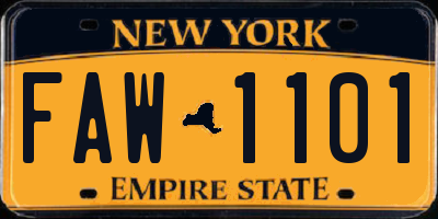 NY license plate FAW1101